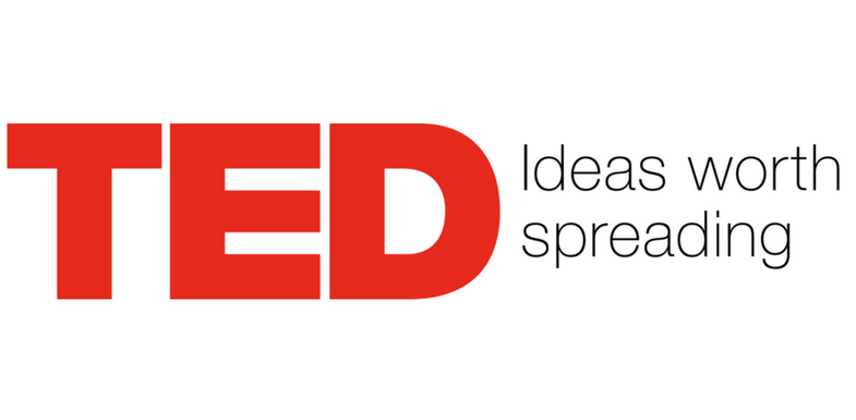 a red and black logo with the words ted on it